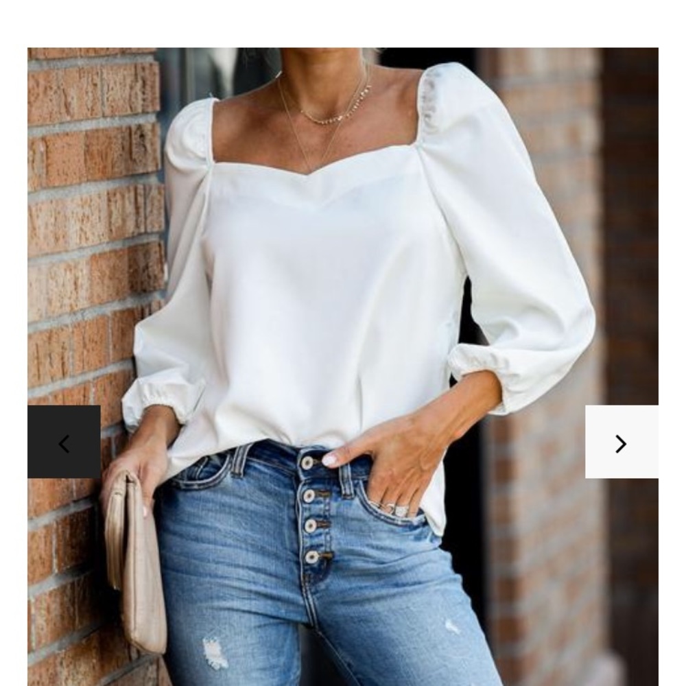 Vici collection Jules puff sleeve  white szM NWOT